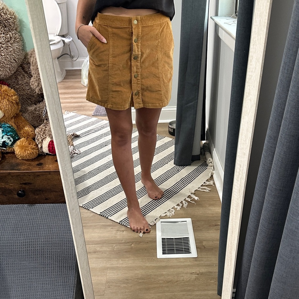 Corduroy Button-Front Skirt